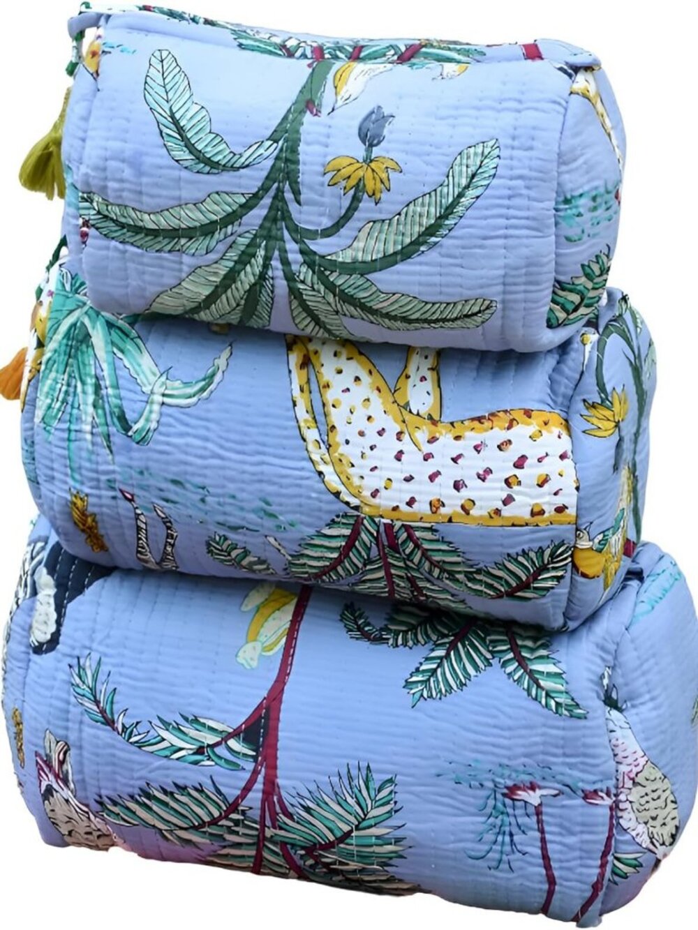 100% Cotton Boho Block Print Cosmetic Toiletry Bag | Travel Pouch for Women